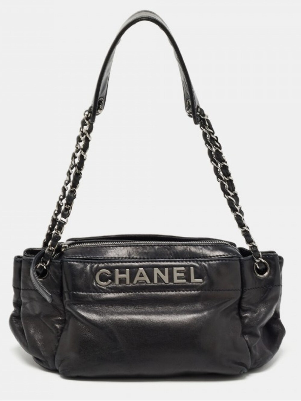 For Trade CHANEL Black LAX Accordion Leather Shoulder Bag - Picture 1 of 14